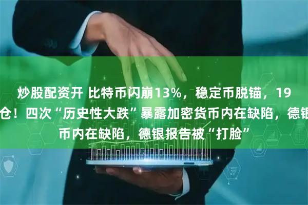 炒股配资开 比特币闪崩13%，稳定币脱锚，193亿美元连环爆仓！四次“历史性大跌”暴露加密货币内在缺陷，德银报告被“打脸”